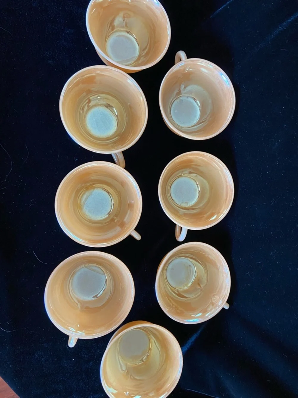 Lot of 8 FIRE KING Marigold Peach Luster Coffee Tea Cups READ